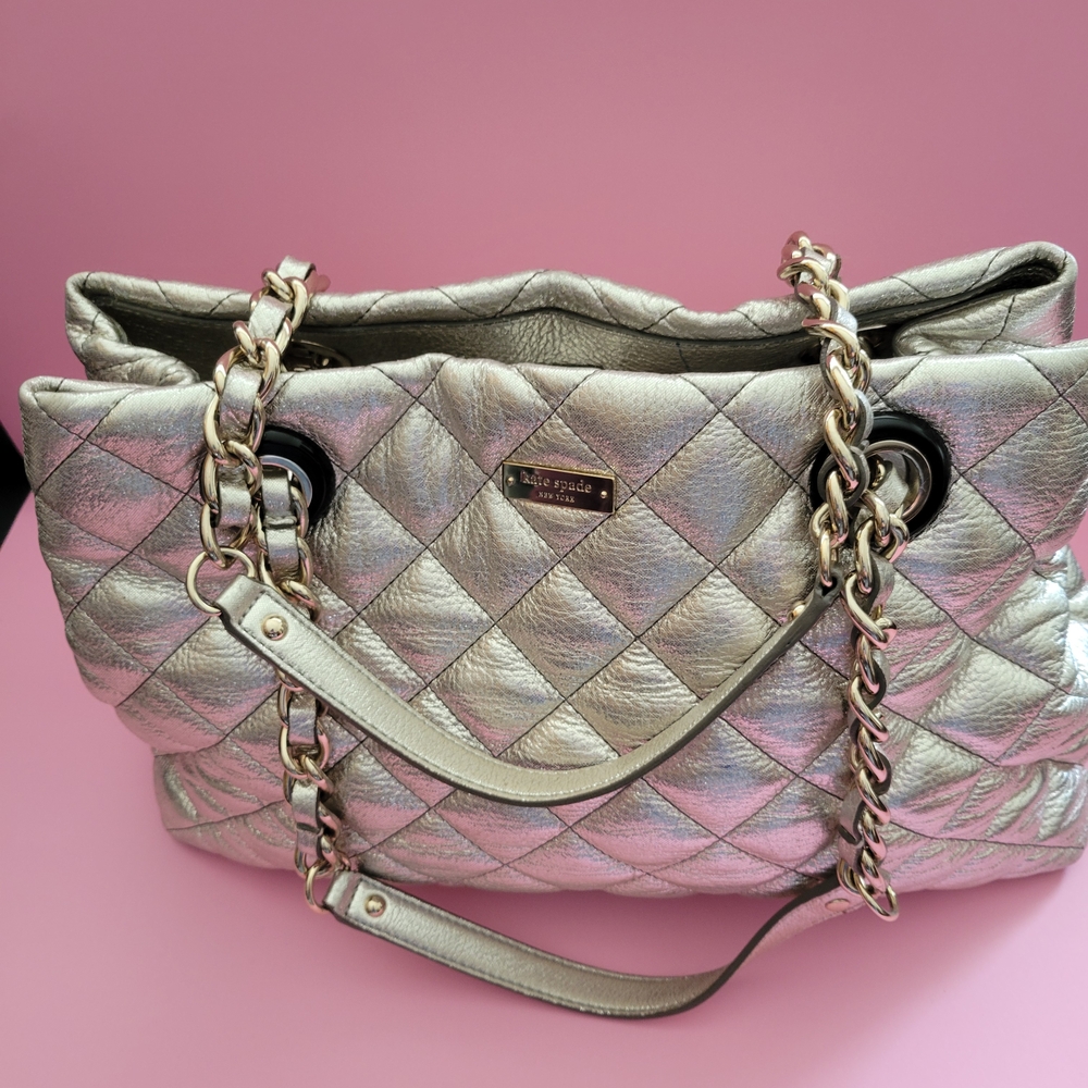 Kate Spade Gold Quilted Shoulder Bag L/N